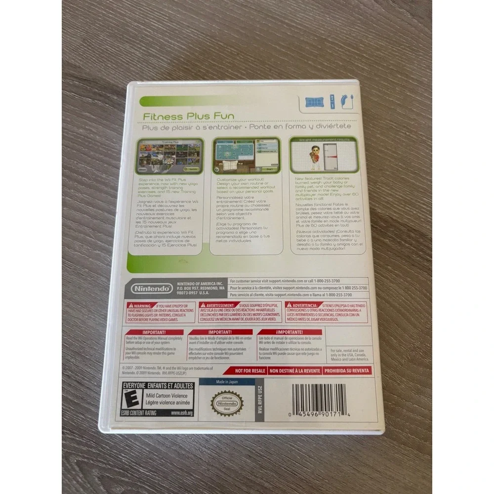 Nintendo Wii Fit Plus Game Disc and Case‎ RVL-RFPE-USA-1 Fitness Workout
